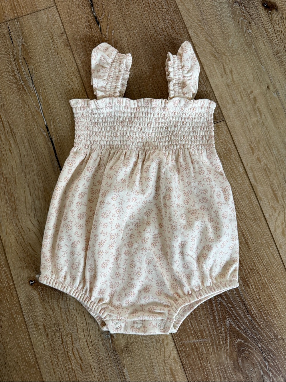 Quincy Mae Blush Floral Smocked Romper